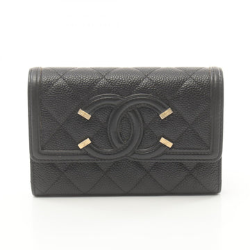 Chanel Caviar Skin CC Filigree Wallet Black