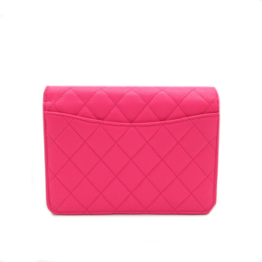 Chanel Matelasse Chain Wallet Shoulder Bag Pink