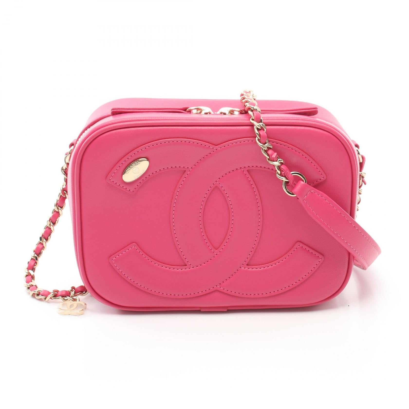 Chanel Leather Camera Shoulder Bag Pink