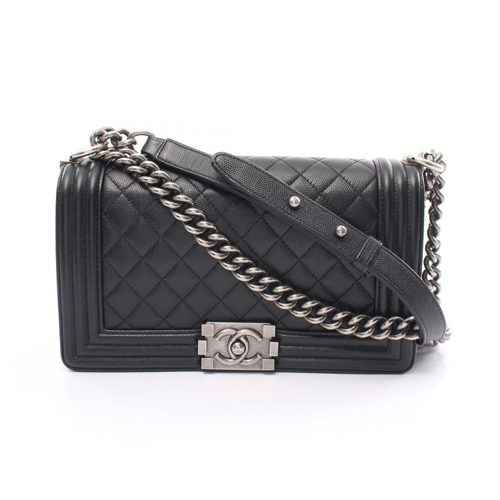Chanel Boy Caviar Shoulder Bag Black
