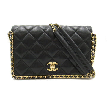 Chanel Caviar Skin Matelasse Chain Shoulder Bag Black