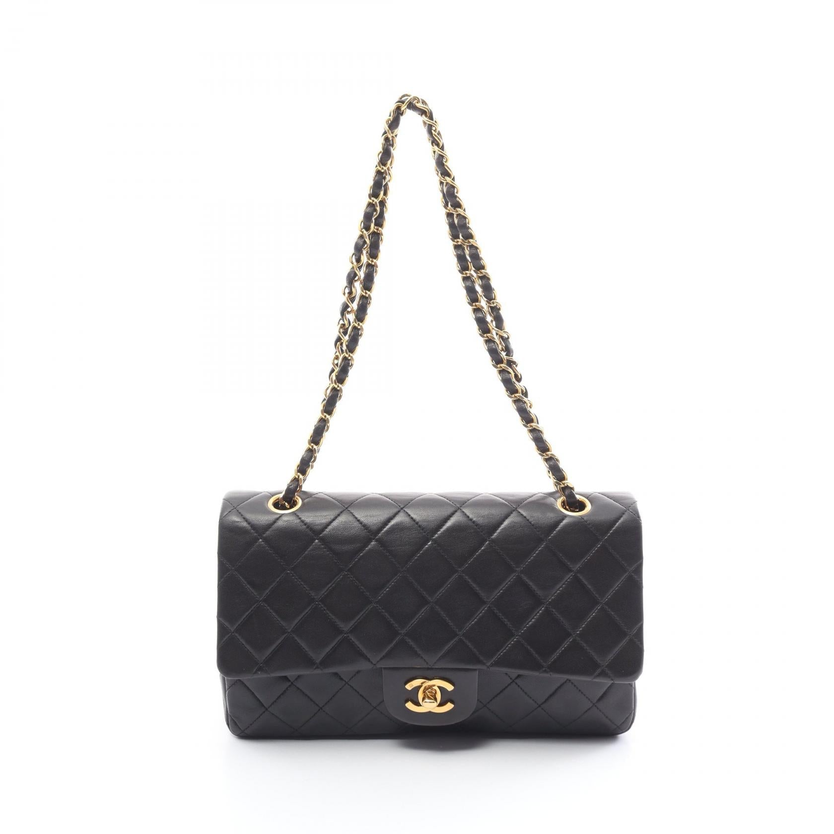 Chanel Lambskin Matelasse W Flap Shoulder Bag