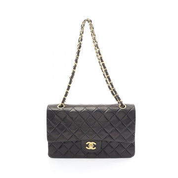 Chanel Matelasse W Flap Shoulder Bag Black