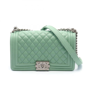 Chanel Boy Caviar Shoulder Bag Green