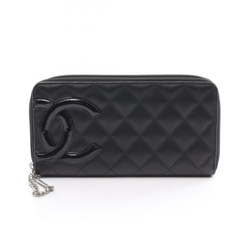 Chanel Cambon Line Leather Patent Long Wallet A50078