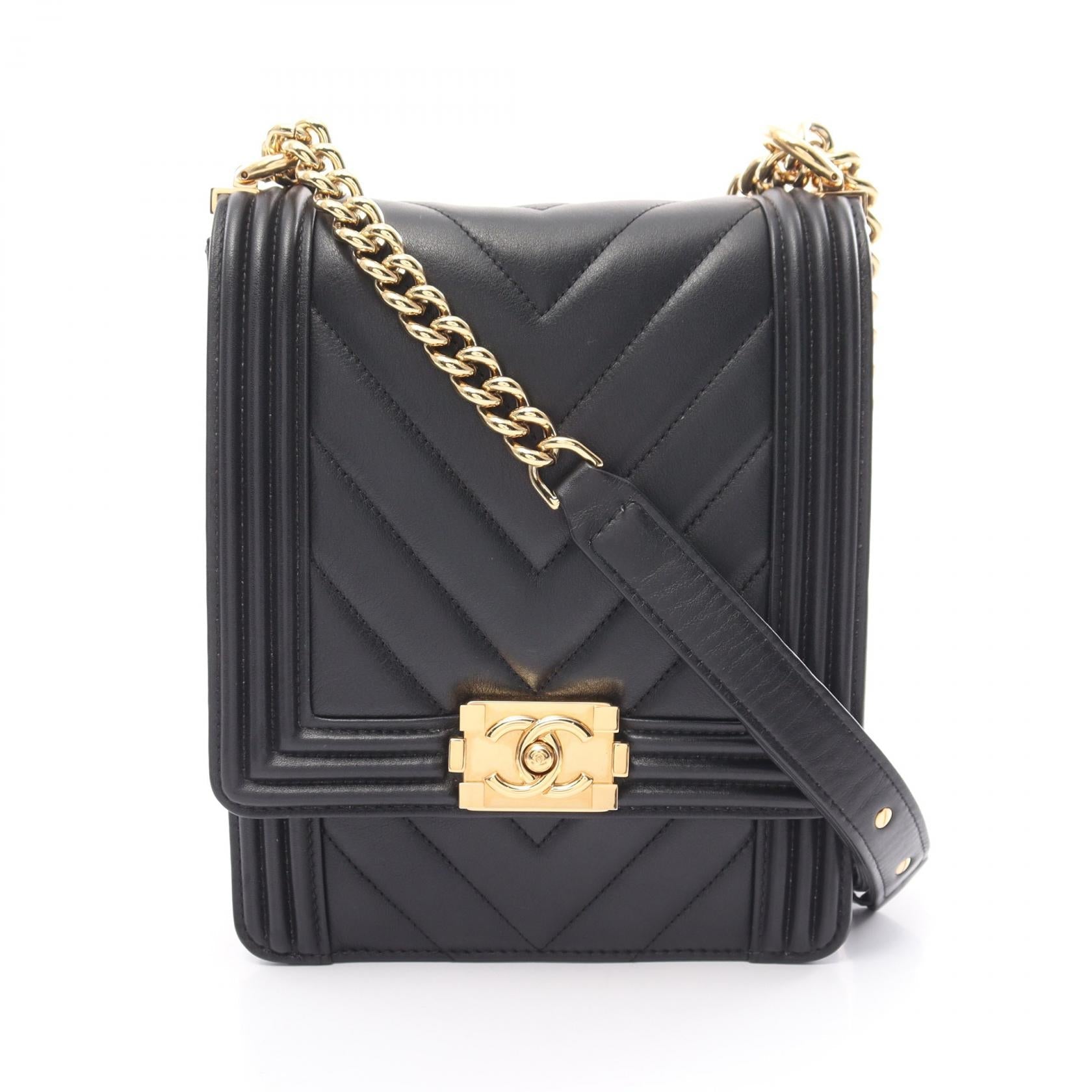 Chanel Boy V-Stitch Lambskin Shoulder Bag