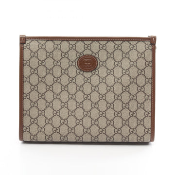 Gucci GG Supreme Clutch Bag Beige/Brown