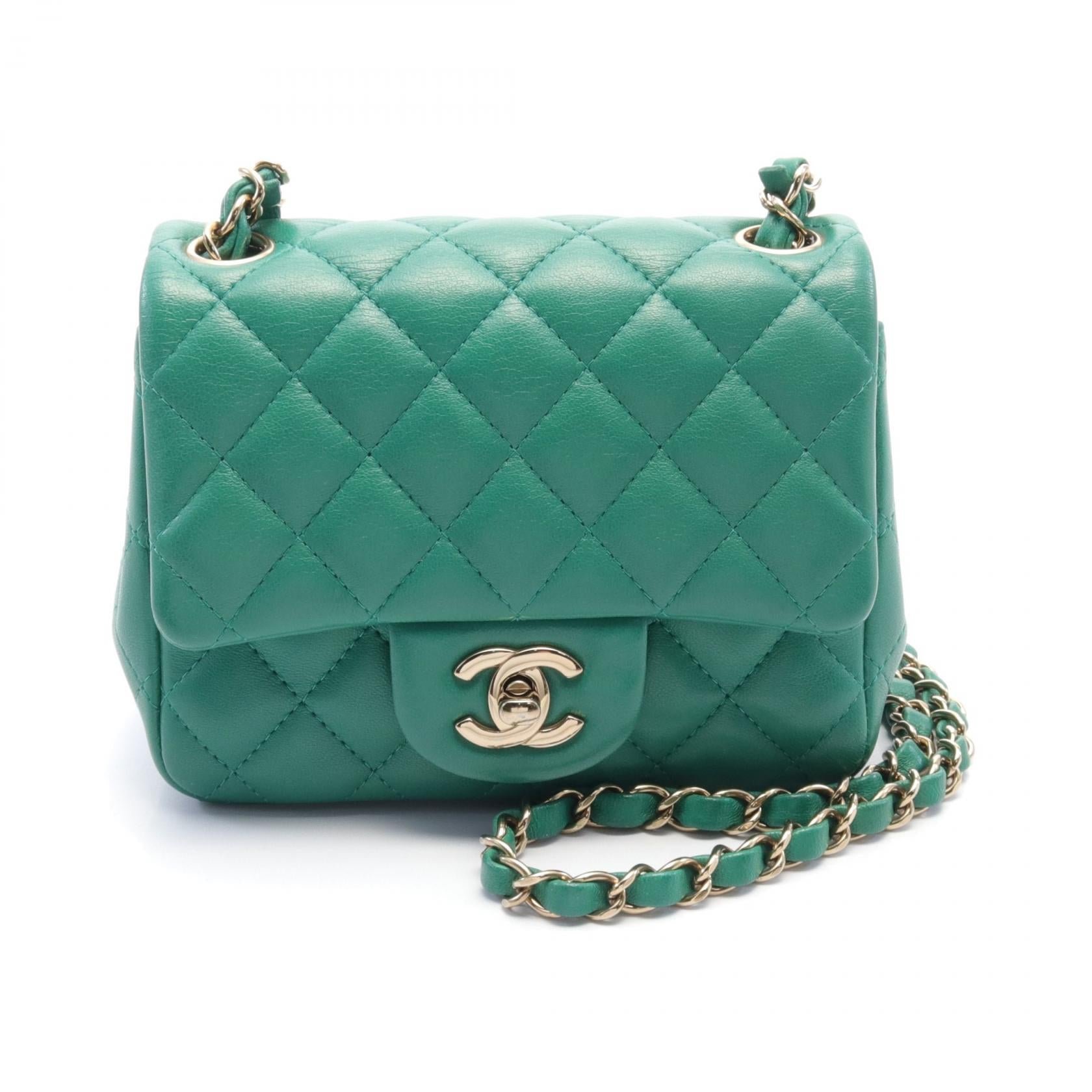 Chanel Mini Matelasse Leather Shoulder Bag Green