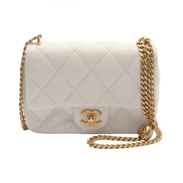 Chanel Caviar Skin Matelasse Shoulder Bag White