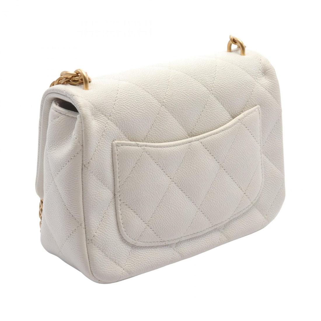 Chanel Caviar Skin Matelasse Shoulder Bag White