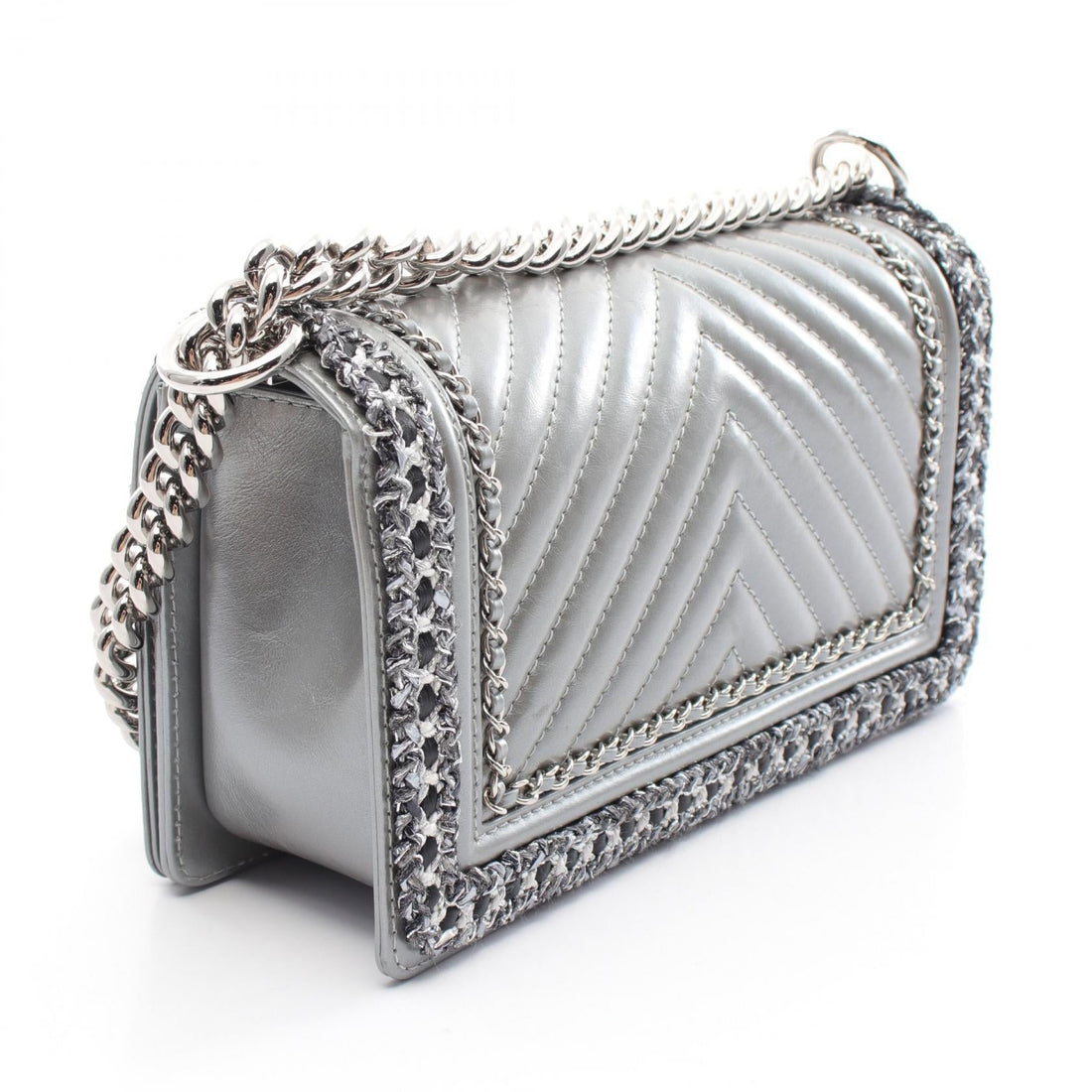 Chanel Boy Matelasse Shoulder Bag Gray A67085