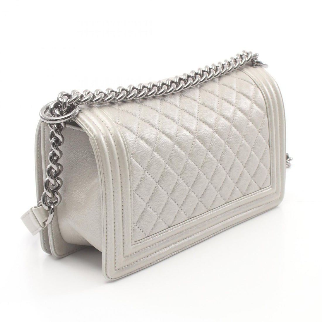 Chanel Boy Matelasse Shoulder Bag Silver