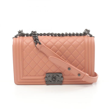 Chanel Boy Matelasse Leather Shoulder Bag Orange