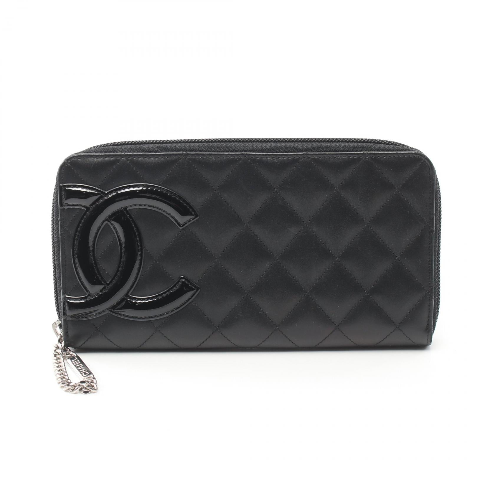 Chanel Cambon Line Leather Long Wallet Black