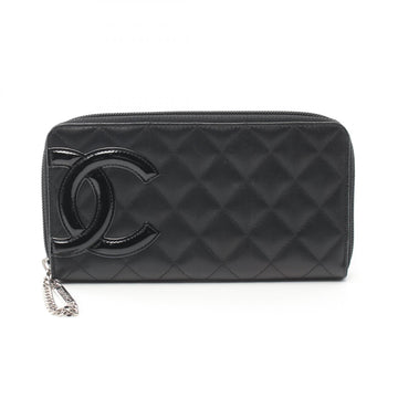 Chanel Cambon Line Leather Long Wallet Black