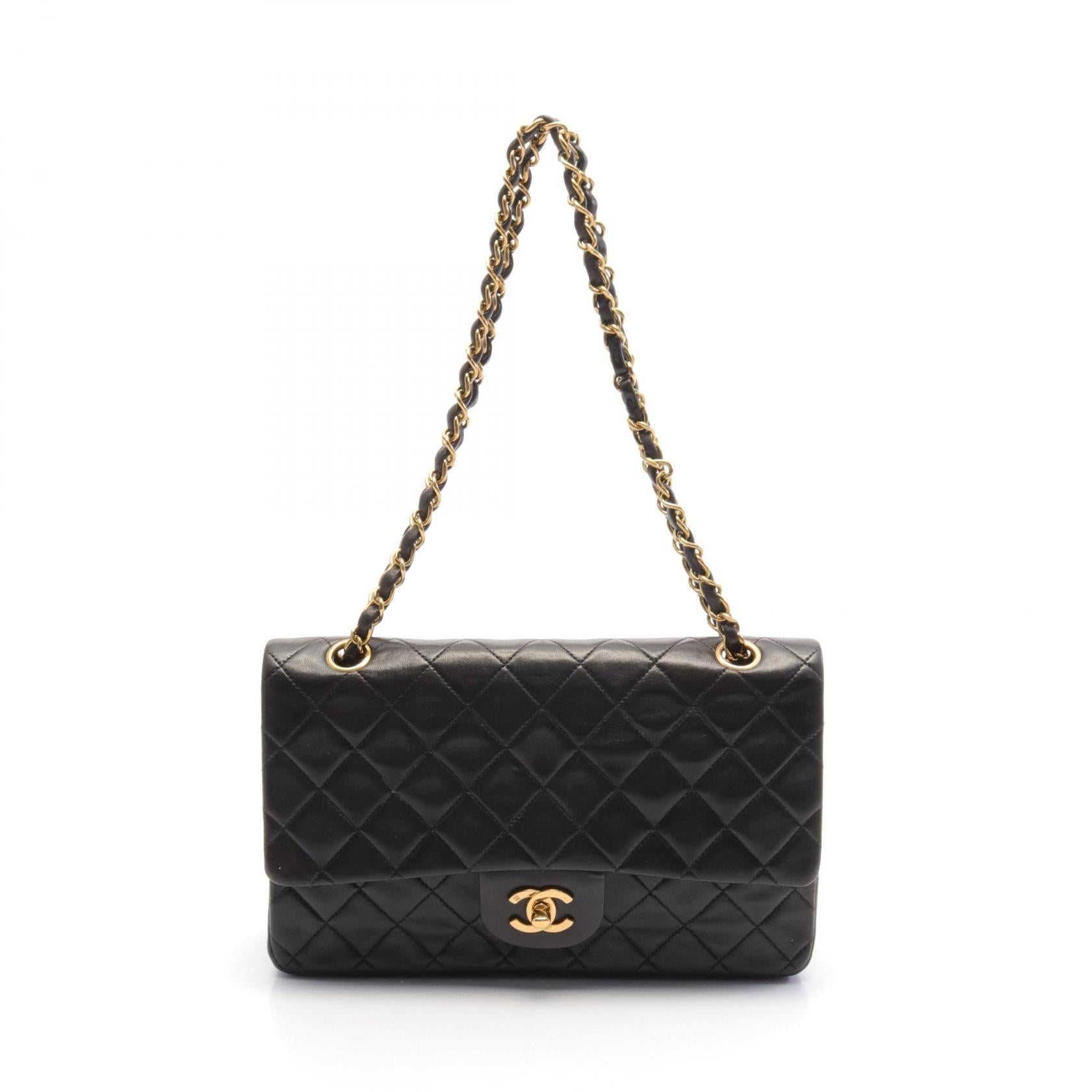 Chanel Lambskin Matelasse W Flap Shoulder Bag