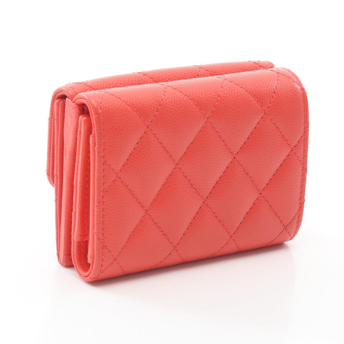 Chanel Caviar Skin Trifold Wallet Orange