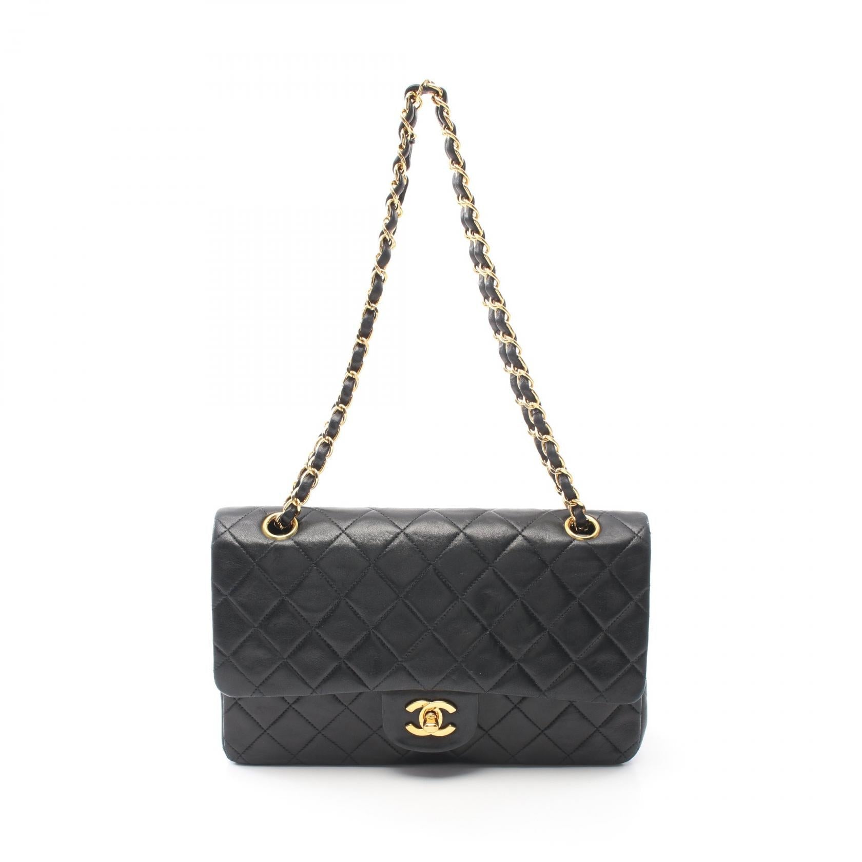 Chanel Lambskin Matelasse W Flap Shoulder Bag