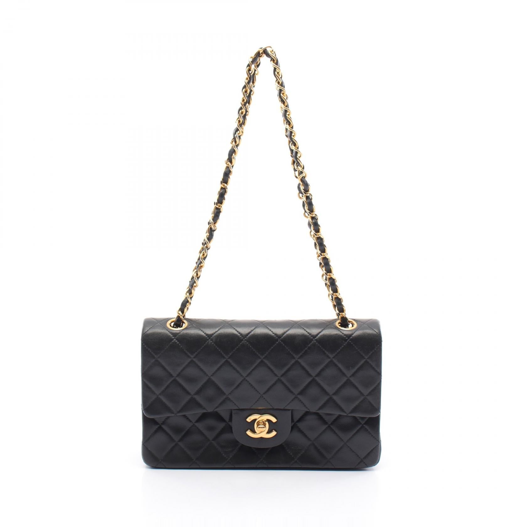 Chanel Lambskin Matelasse W Flap Shoulder Bag