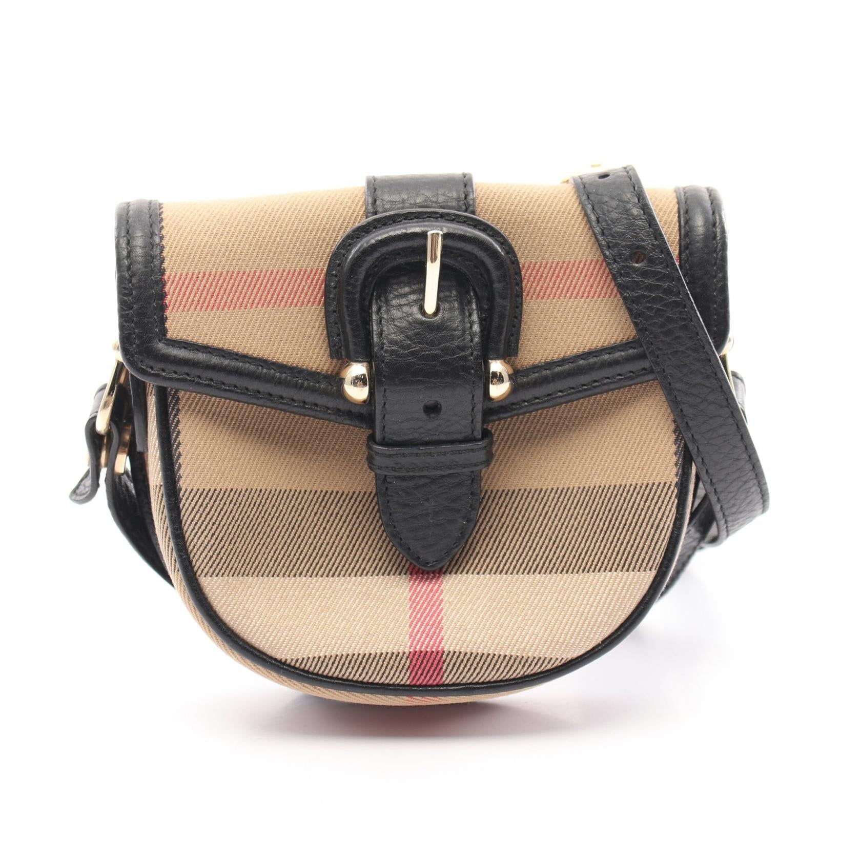 Burberry Nova Check Canvas Leather Shoulder Bag