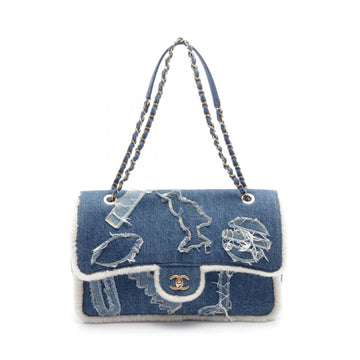 Chanel Egypt Line Denim Shearling Shoulder Bag