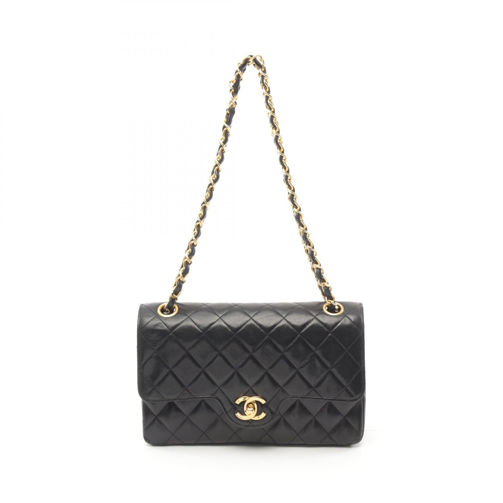 Chanel Lambskin Matelasse W Flap Shoulder Bag