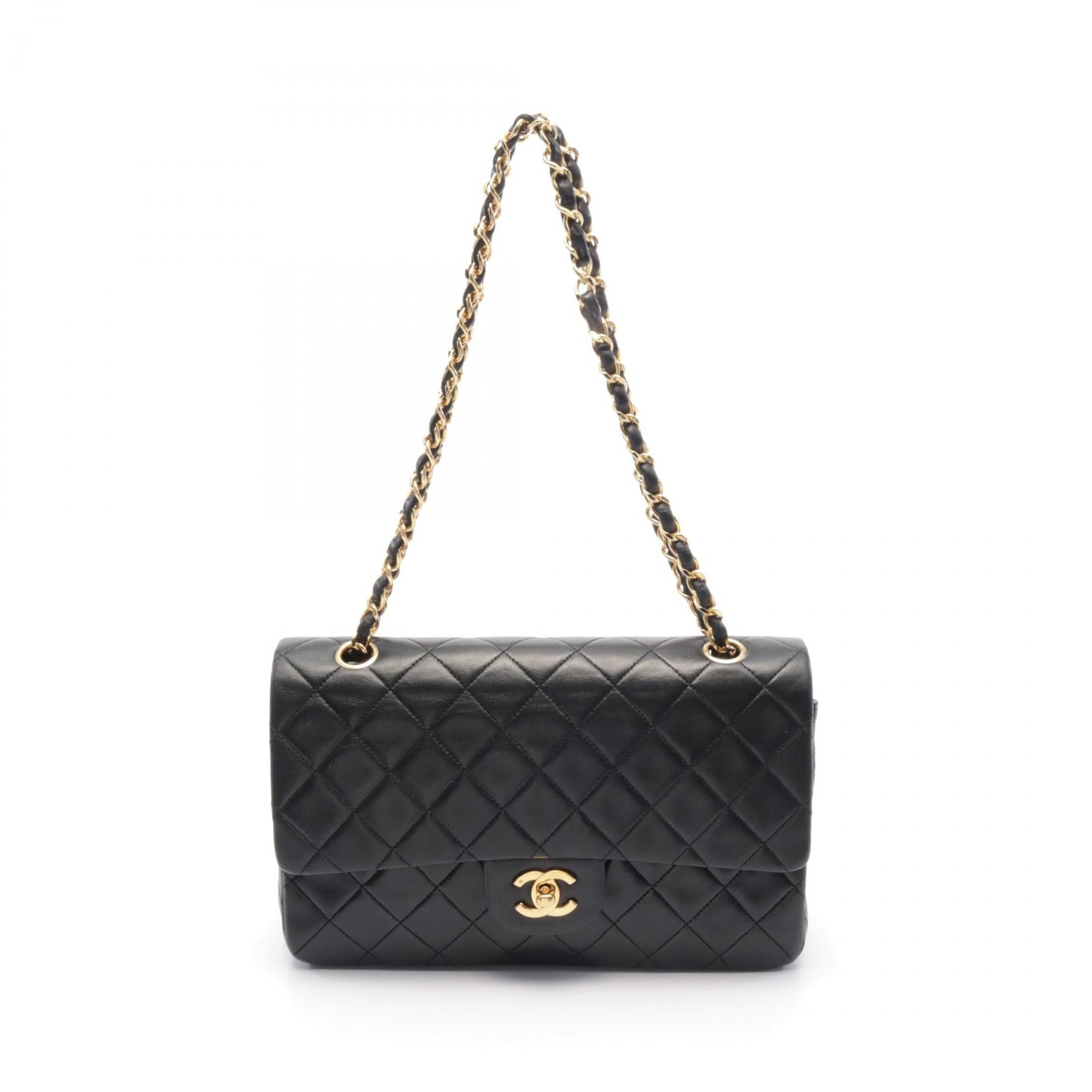 Chanel Lambskin Matelasse W Flap Shoulder Bag