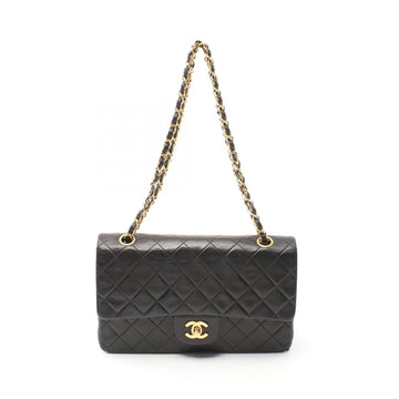 Chanel Matelasse W Flap Shoulder Bag Black