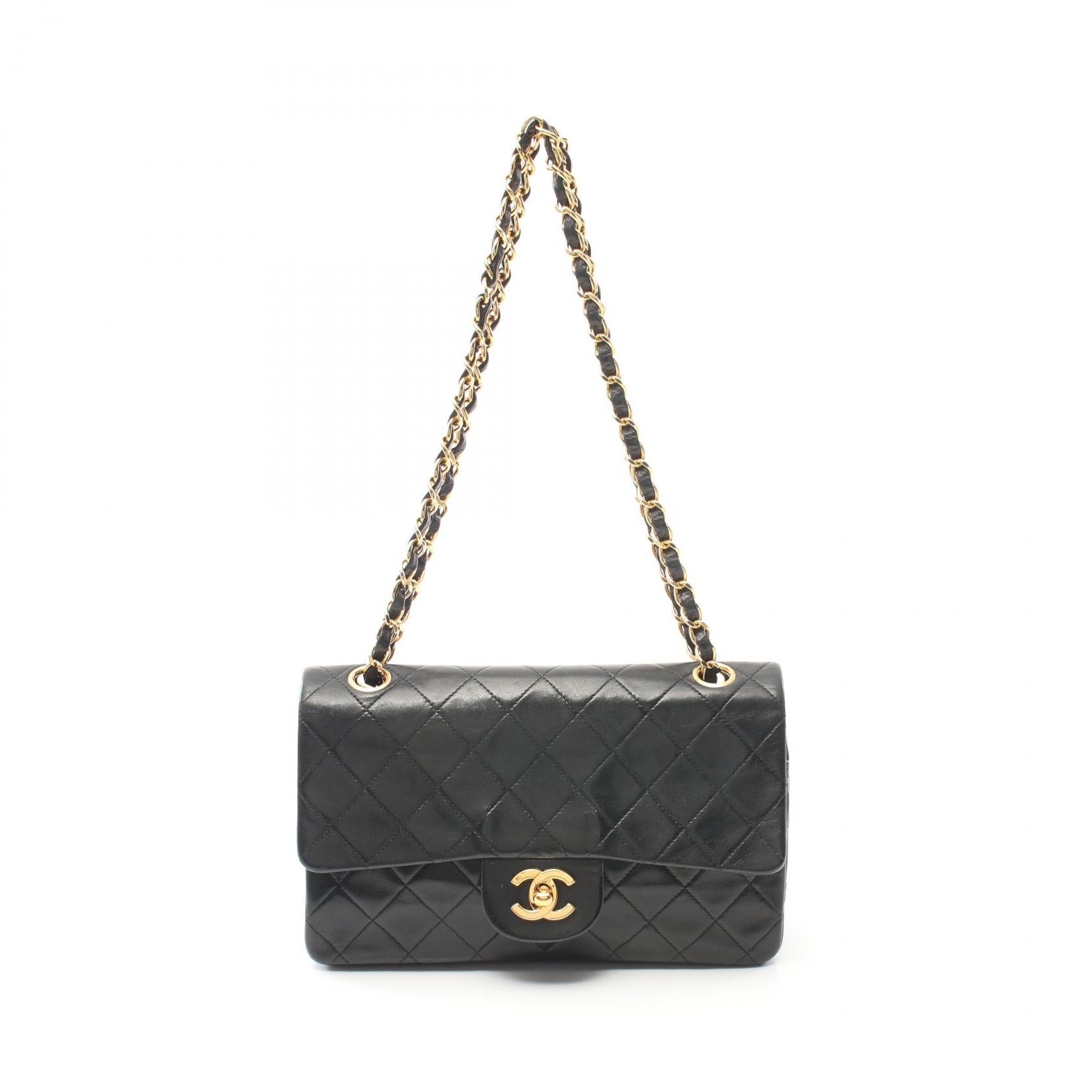 Chanel Lambskin Matelasse W Flap Shoulder Bag