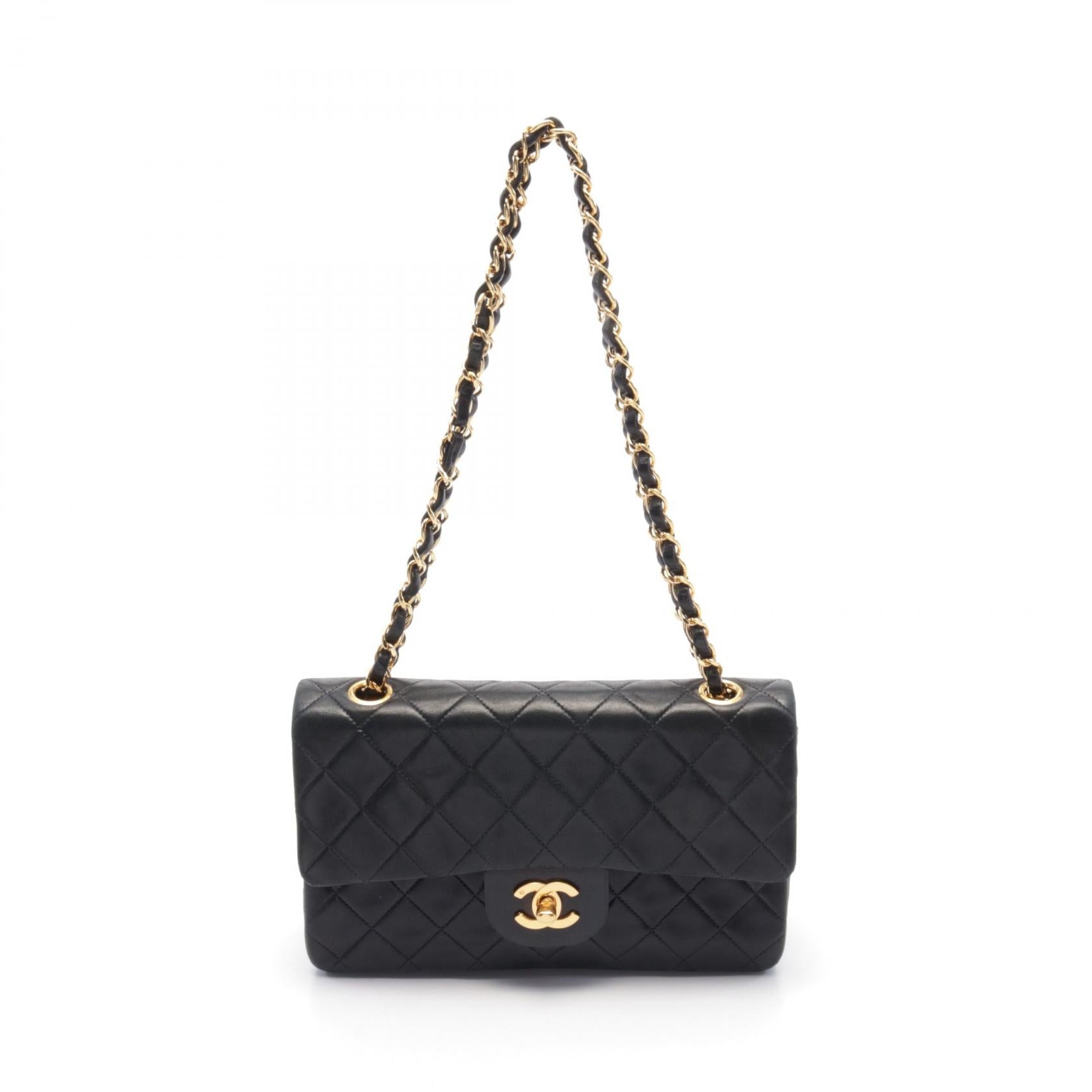 Chanel Lambskin Matelasse W Flap Shoulder Bag