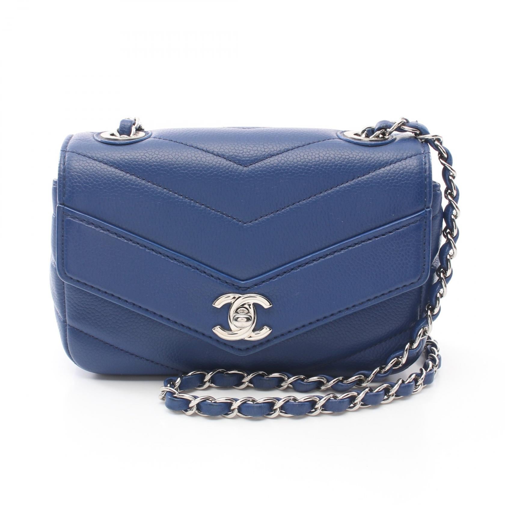 Chanel Chevron V Stitch Calfskin Shoulder Bag