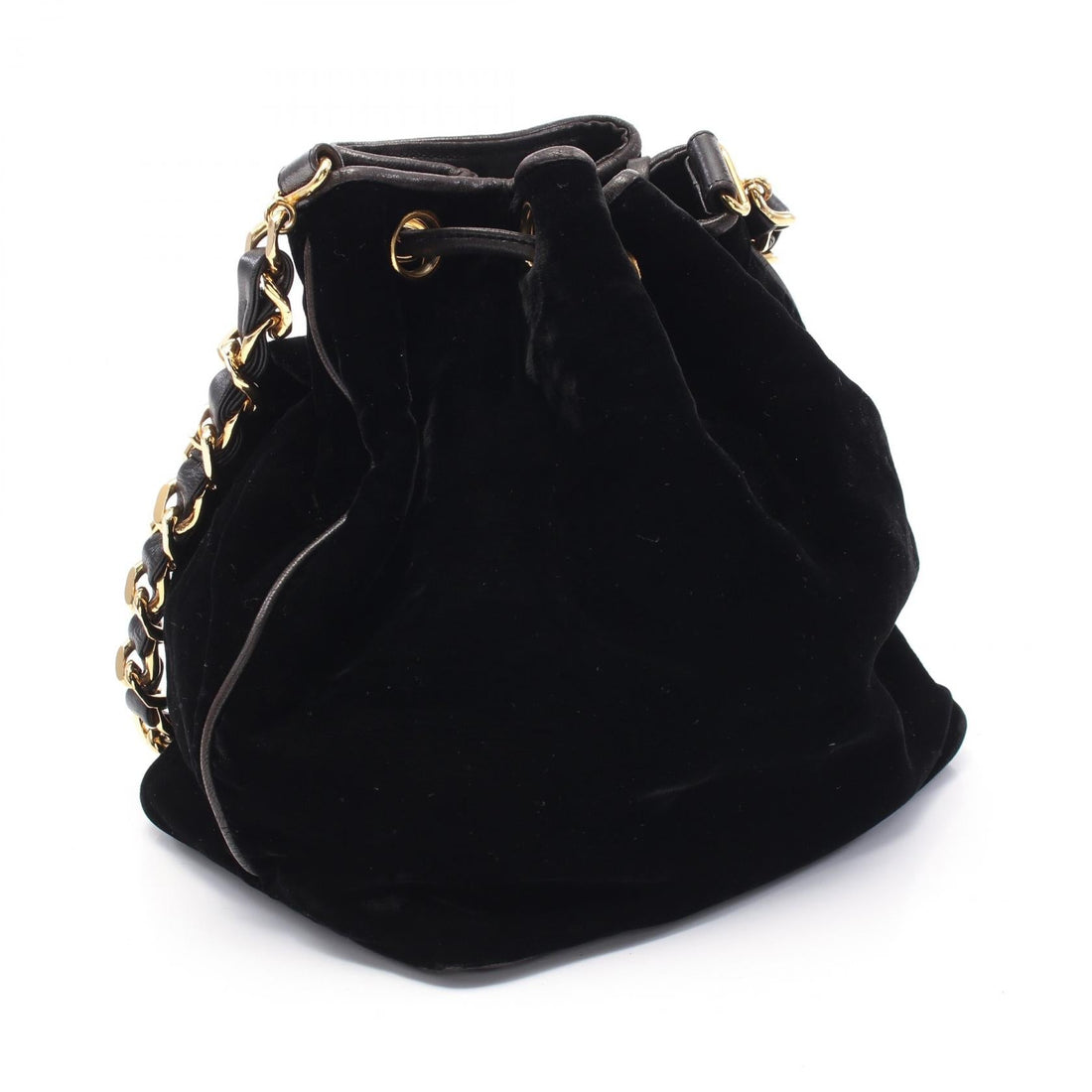 Chanel Coco Mark Fabric Leather Shoulder Bag