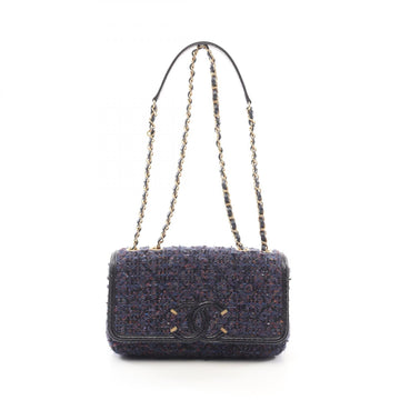 Chanel CC Filigree Fabric Exotic Leather Shoulder Bag