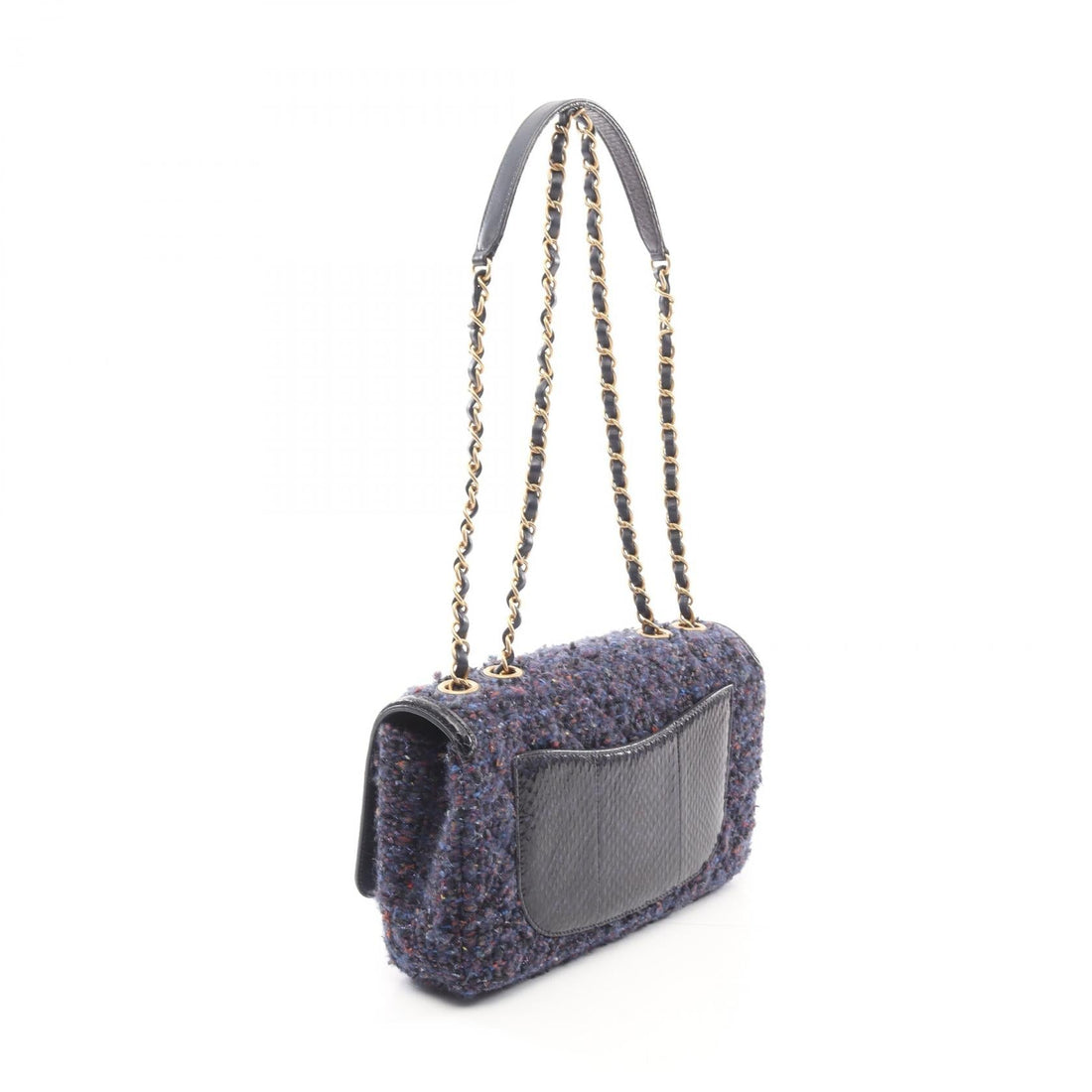 Chanel CC Filigree Fabric Exotic Leather Shoulder Bag