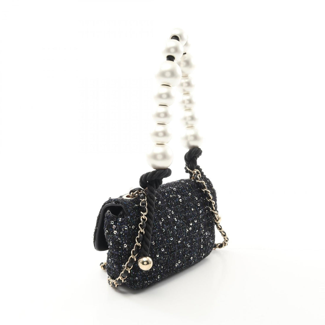 Chanel Coco Mark Fake Pearl Fabric Shoulder Bag