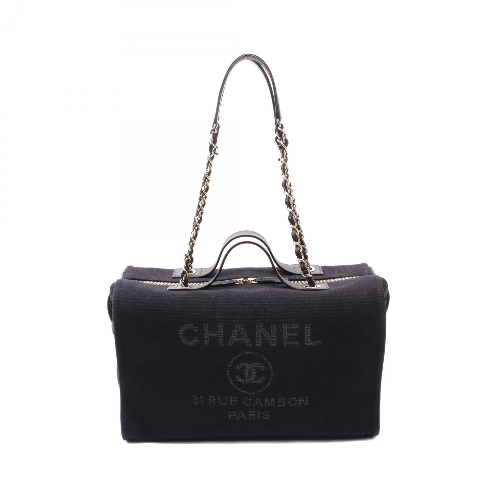 Chanel Deauville Canvas Leather Shoulder Bag