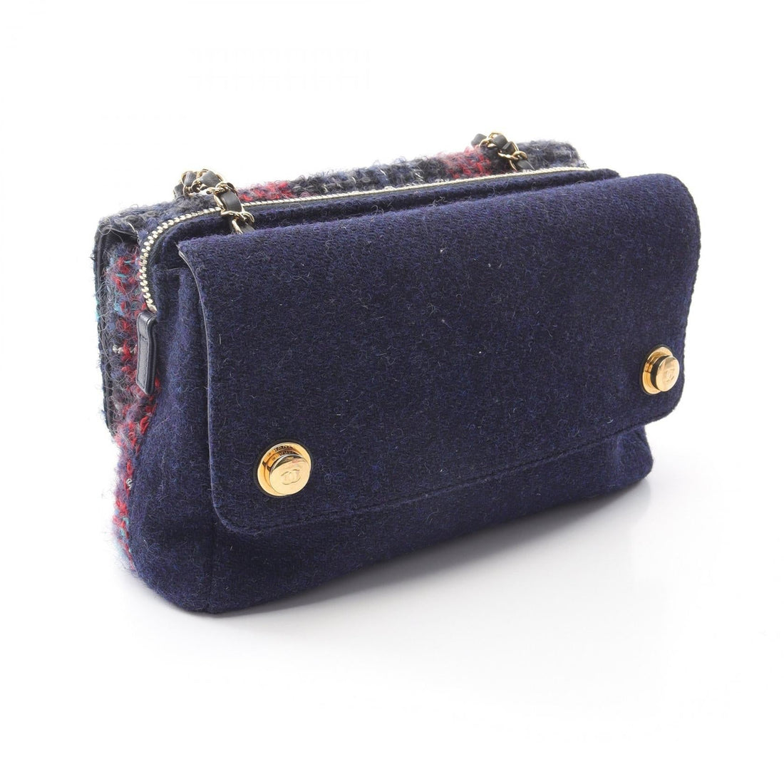 Chanel W Flap Leather Fabric Shoulder Bag