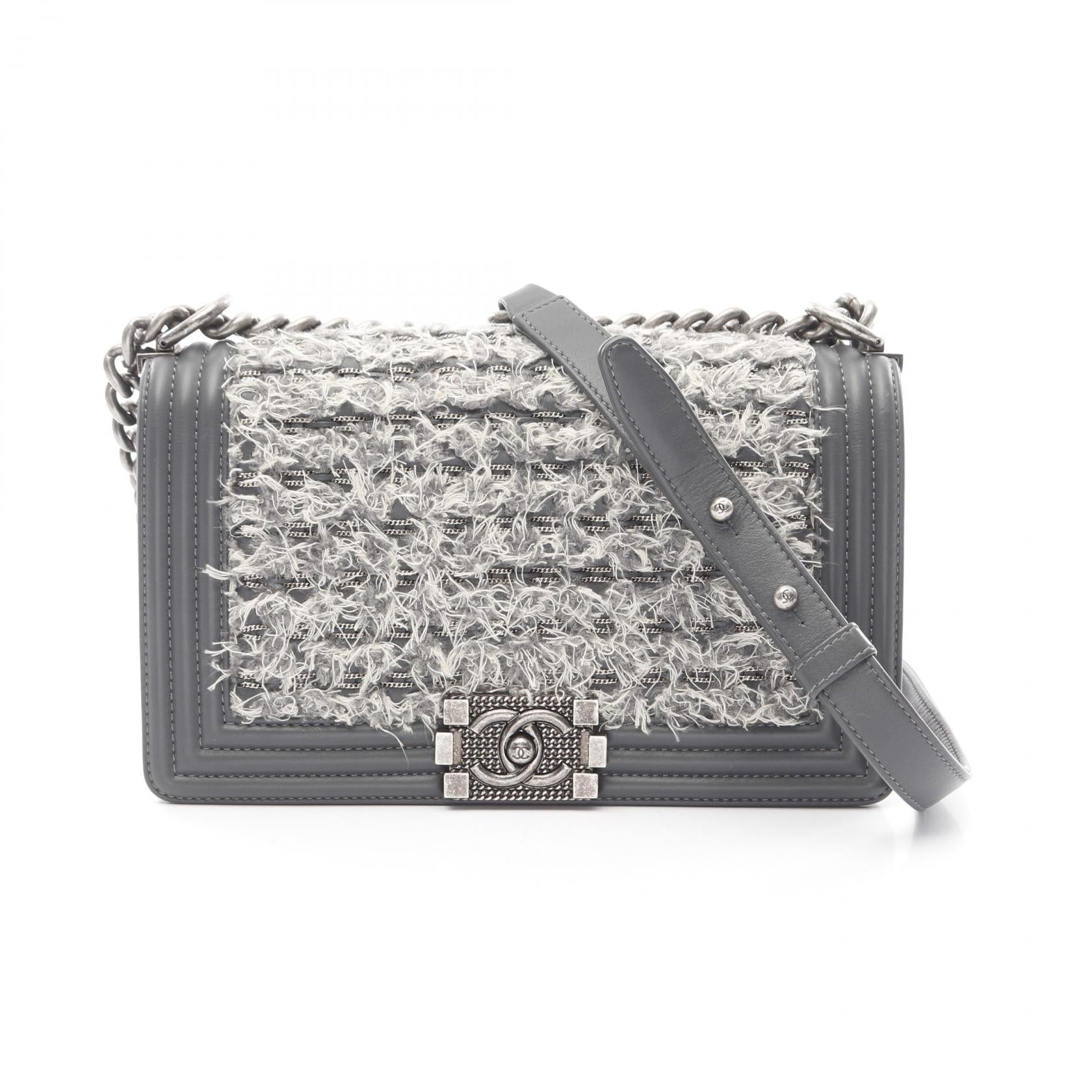 Chanel Boy Chanel Fabric Leather Shoulder Bag