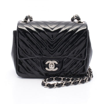 Chanel Chevron V Stitch Patent Leather Shoulder Bag