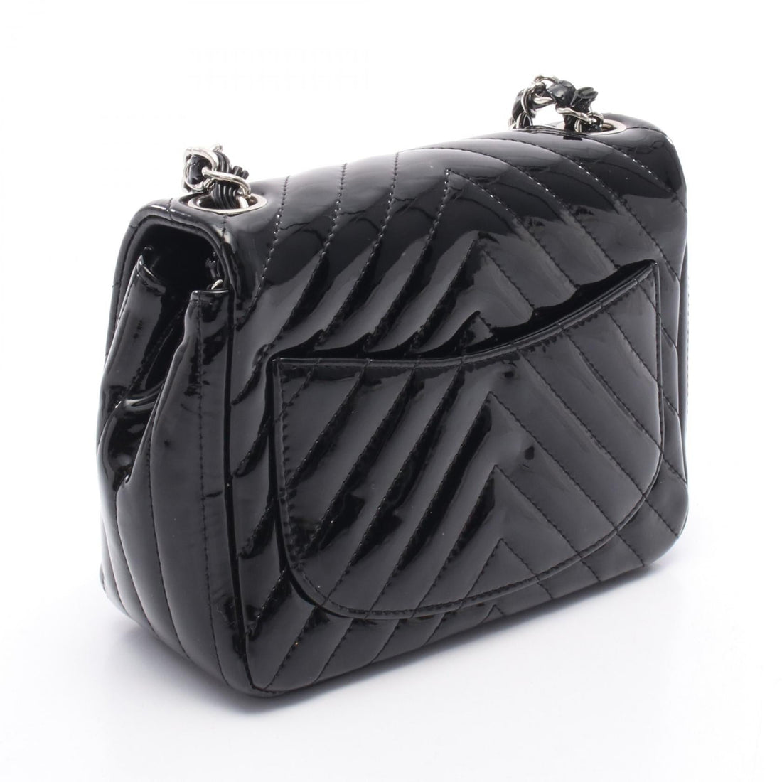 Chanel Chevron V Stitch Patent Leather Shoulder Bag