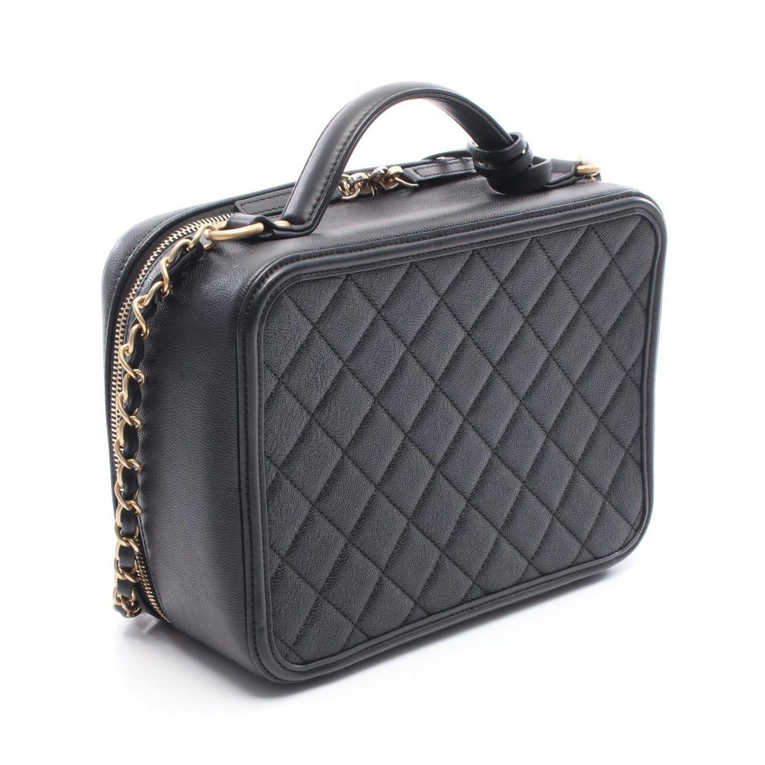 Chanel CC Filigree Caviar Skin 2way Shoulder Bag