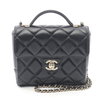 Chanel Top Handle Mini Flap Bag Lambskin 2way Shoulder Bag