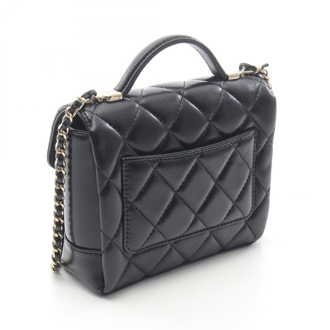 Chanel Top Handle Mini Flap Bag Lambskin 2way Shoulder Bag