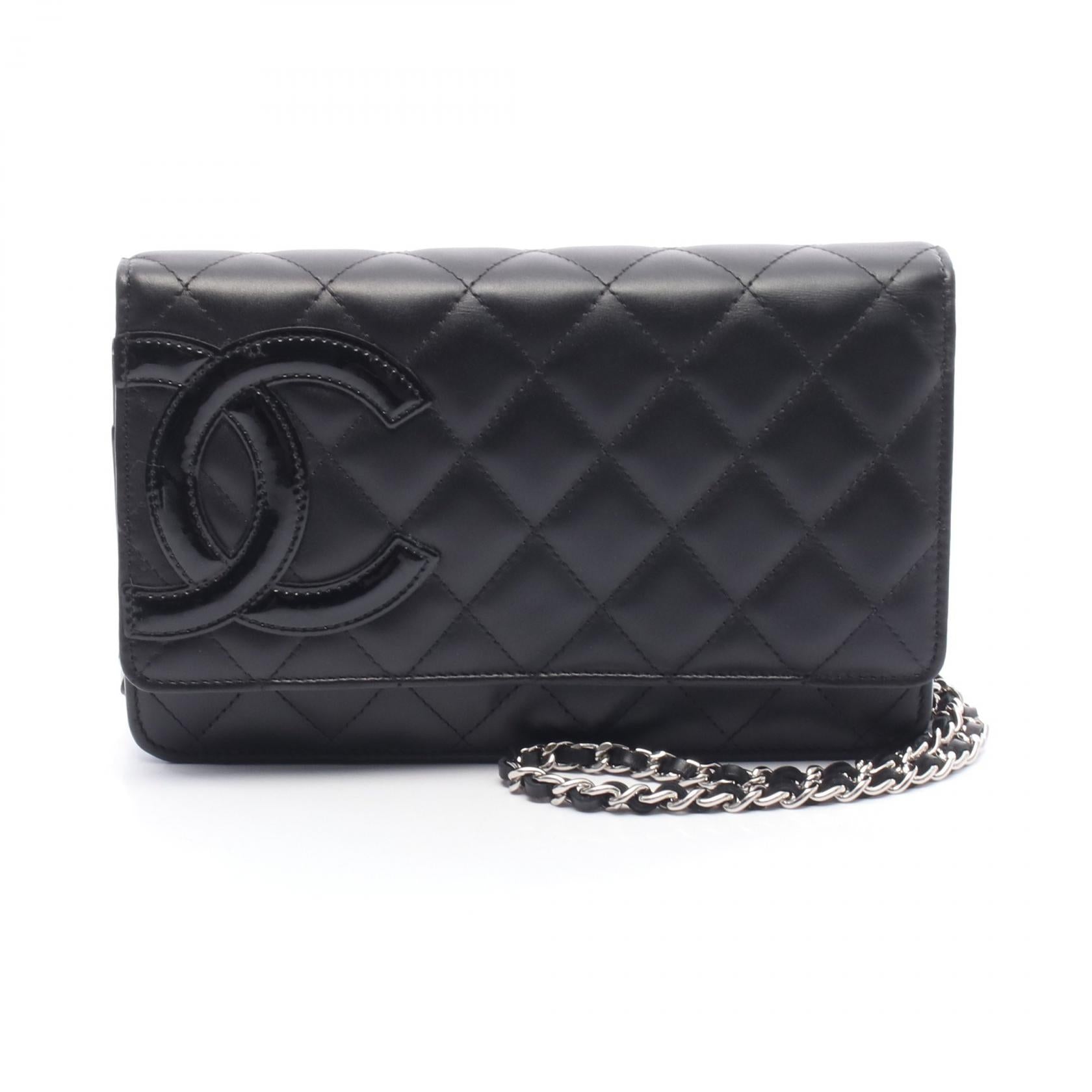 Chanel Cambon Line Calfskin Patent Leather Shoulder Bag
