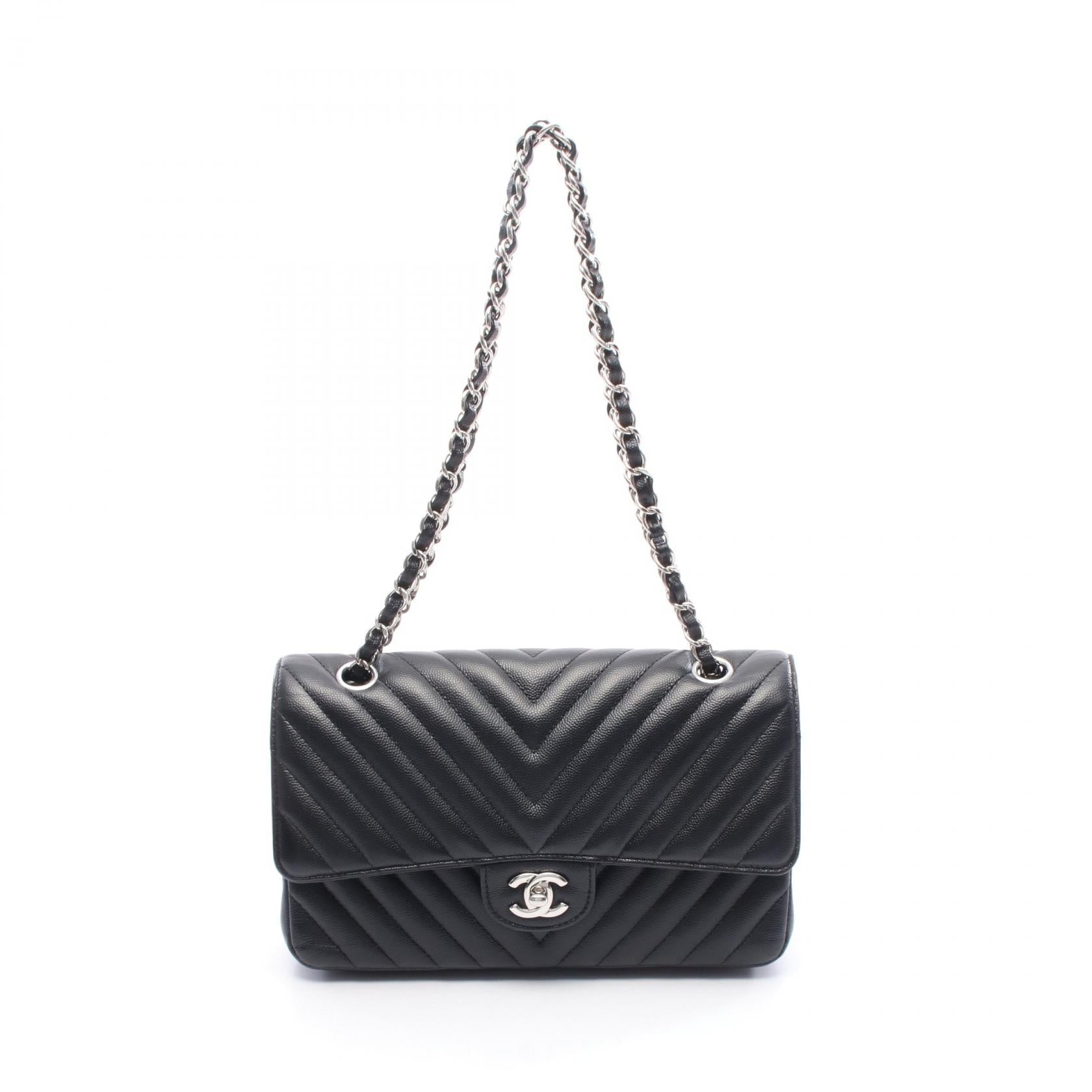 Chanel Chevron V Stitch Calf Shoulder Bag