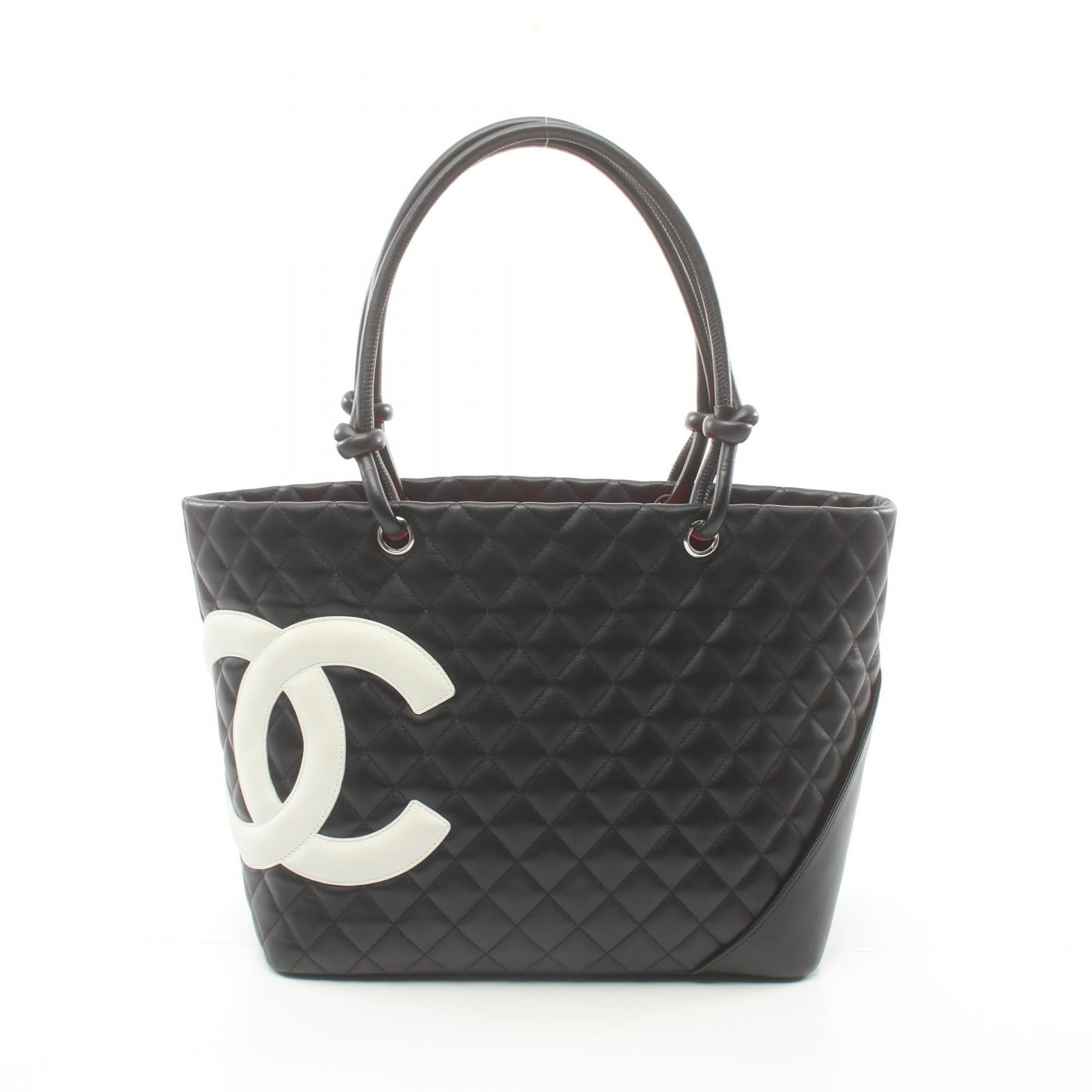Chanel Cambon Quilted Leather Tote Bag Leather Tote Bag in New Condition