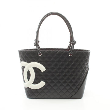 Chanel Cambon Quilted Leather Tote Bag Leather Tote Bag in New Condition
