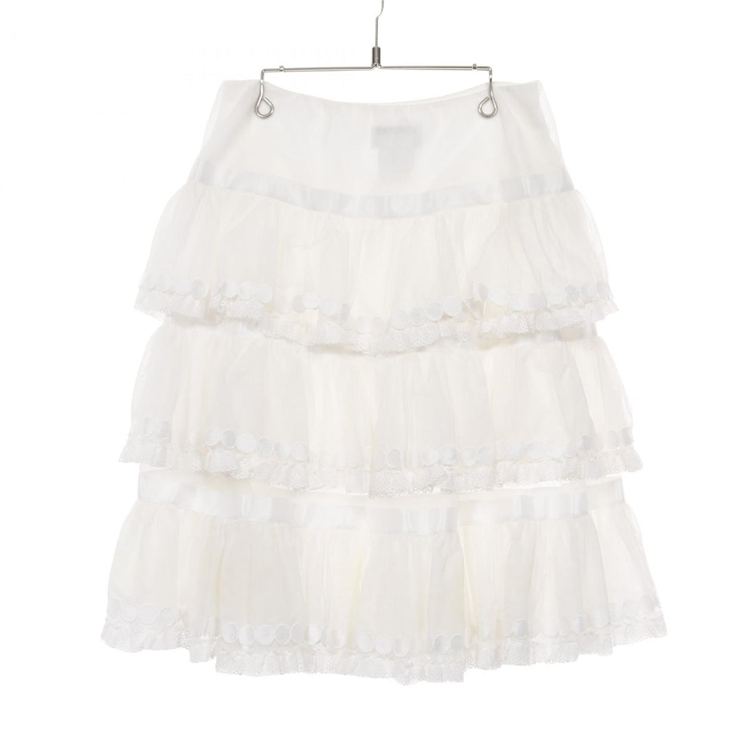 Chanel Pearl Button Tiered Skirt Nylon Skirt