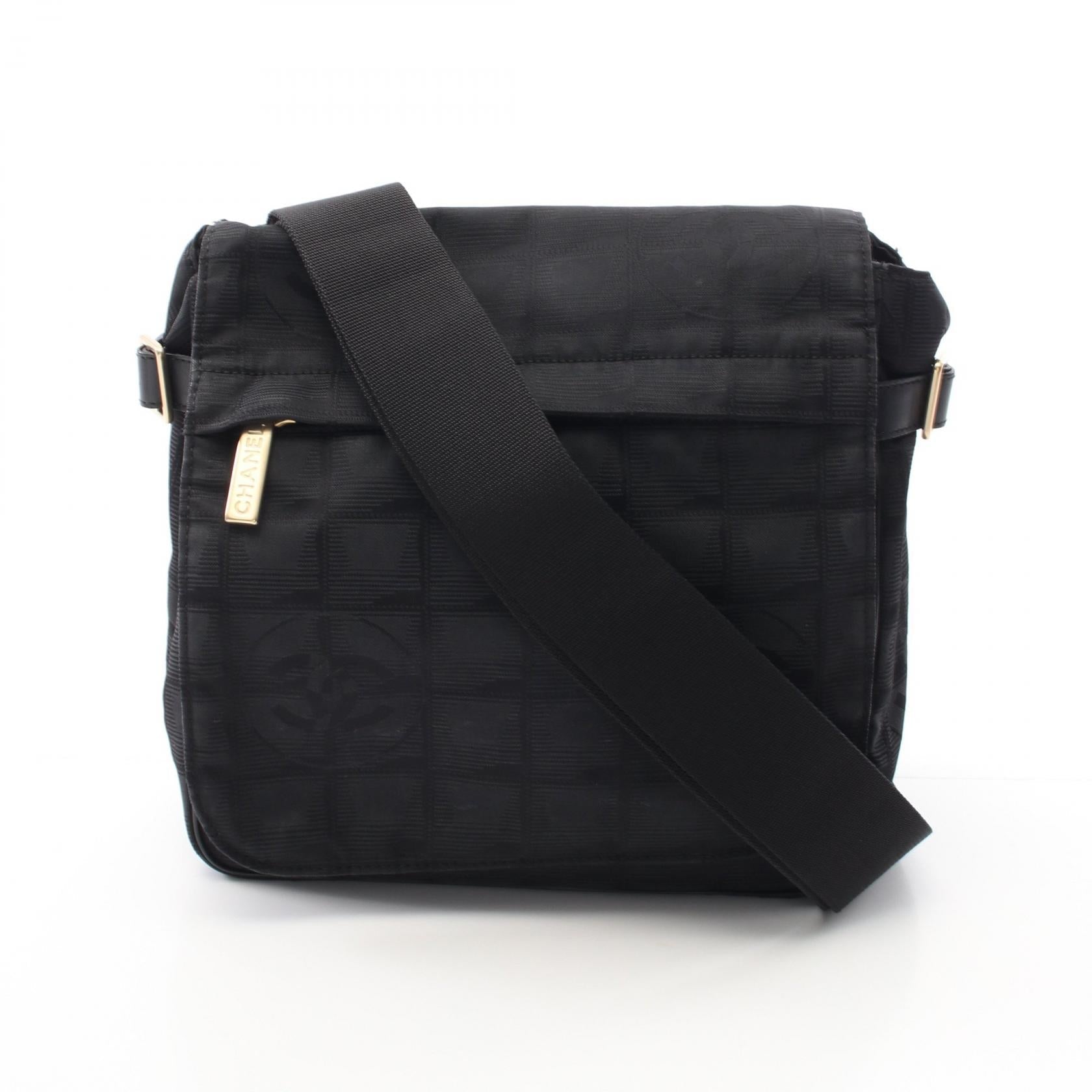 Chanel New Travel Line Leather Nylon Canvas Shoulder Bag