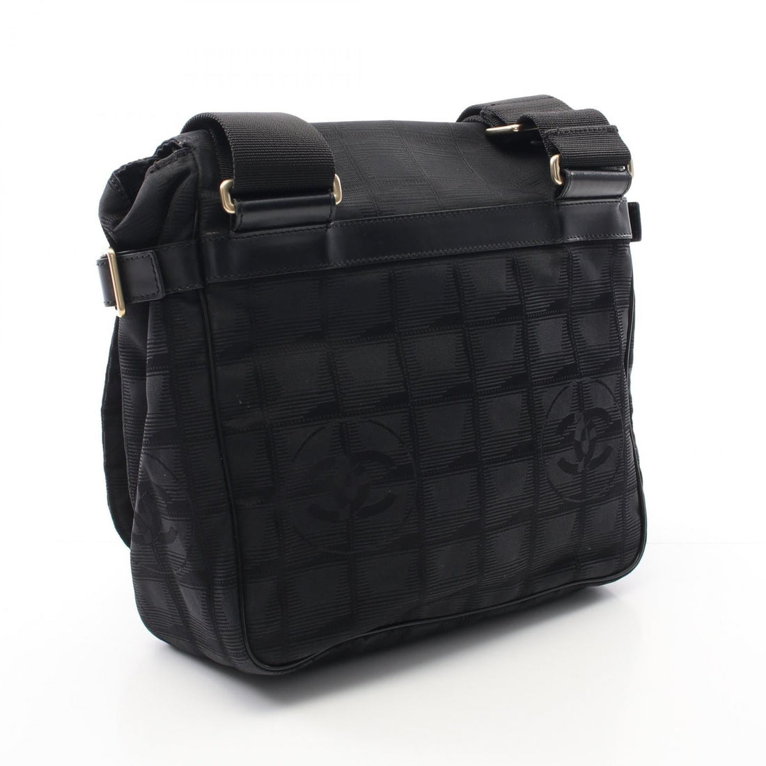 Chanel New Travel Line Leather Nylon Canvas Shoulder Bag